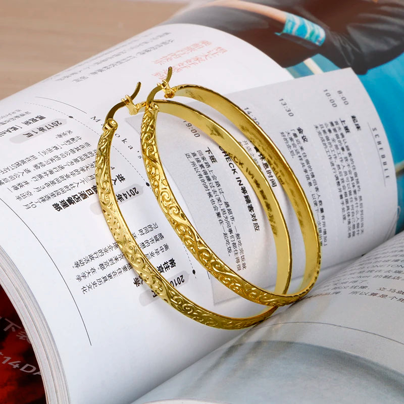 Hgflyxu Stainless steel Gold Hoop Earrings Large size Circle Ear Accessories Fashion Jewelry