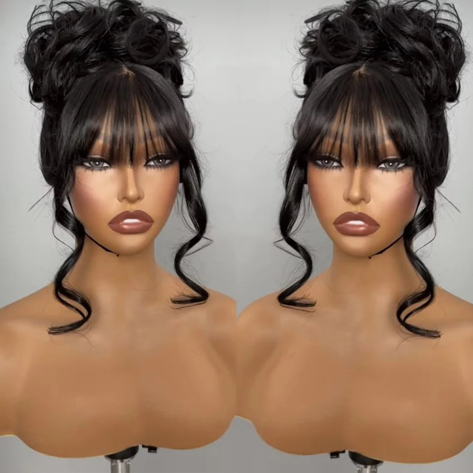 360 Full Lace Frontal Wig Fringe Body Wave Lace Front Wig Human Hair Wigs With Bangs Glueless Brazilian Wigs On Sale Clearance Main image