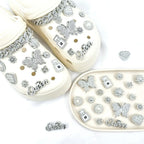 20PCS Shoe Charms Luxury Set Silver Butterfly Queen Diamond Chain Shoe Decorations Buckle for Sandals Clogs DIY Accessories Gift
