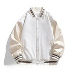 American Retro Suede Baseball Jacket Men's Spring Autumn Casual Leather Sleeve Outerwear JK819 Public Version Couple's Style