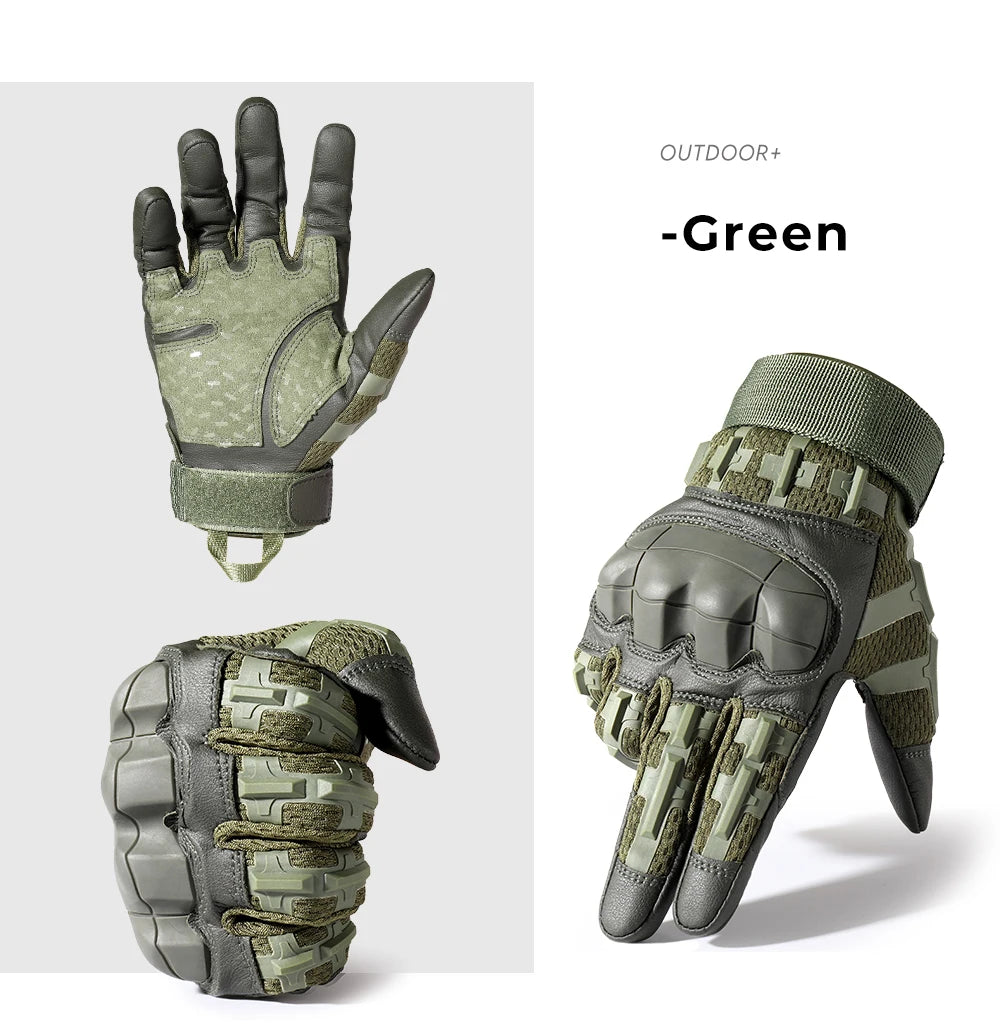 PU Leather Full Finger Tactical Touch Screen Gloves Hiking Cycling Training Climbing Airsoft Hunting Non-slip Protective Gear
