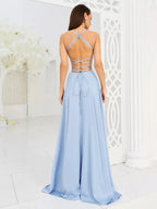 2025 & 2026 New Women's Halter Backless Sexy Slit Evening Dress For Party Banquet Birthday Party And Retro Clothing
