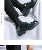 Brand Man Shoes Formal Green Glossy Leather Shoes for Men Lace Up Oxfords for Male Wedding Party Office Business Casual Shoe Men