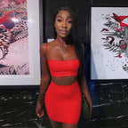Women's New Sexy Sleeveless Strap Small Tank Top Short Top Fashion Wrinkle Bag Hip Skirt Two Piece Set