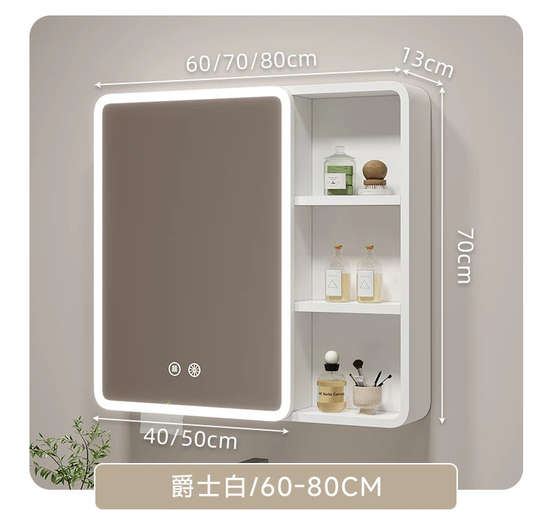 ‌Smart Corner Round Space Aluminum Mirror Cabinet, Wall Mounted Bathroom Storage with Shelves,Medicine Cabinet  Vanity Organizer