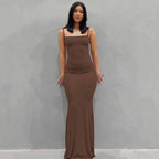 WUZIJING 2026 Satin Slip Sleeveless Backless Maxi Dress 2026 Y2K Summer Bodycon Elegant Sexy Outfits Ladies Birthday Party Club