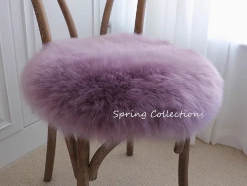 35/40/45CM 100% Pure Sheepskin Wool Hairy Floor Carpet Rugs Round Chair Cushion Seat Pad Covering Soft