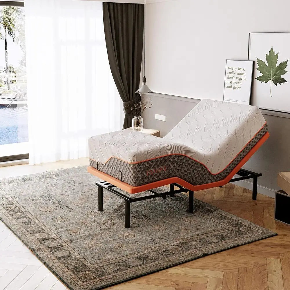 Adjustable Twin XL Hybrid Mattress - Luxury Gel Memory Foam with 319 Pocket Springs, Massage, Wireless Remote, USB Port, Under B