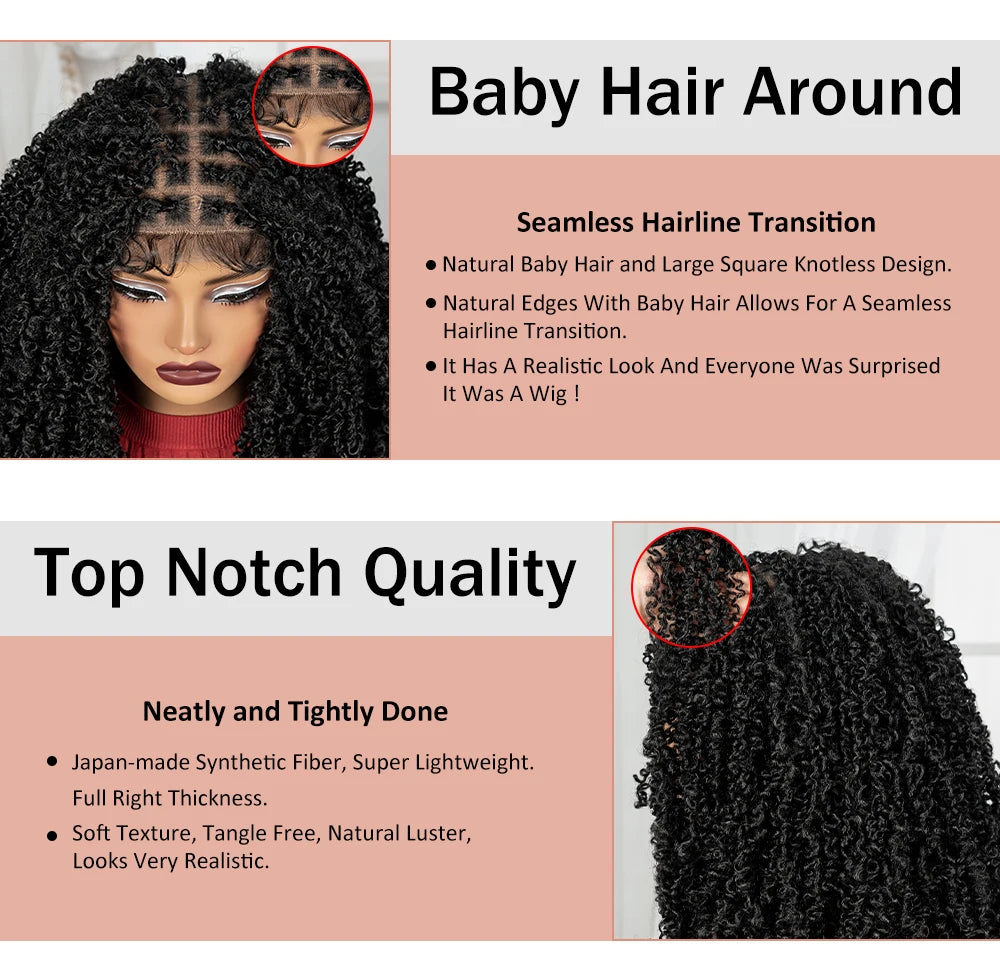 Thick Braided Wigs Synthetic Full Lace Knotless Box Braided Lace Wigs Lace Frontal Natural Braids Wigs for Black Women