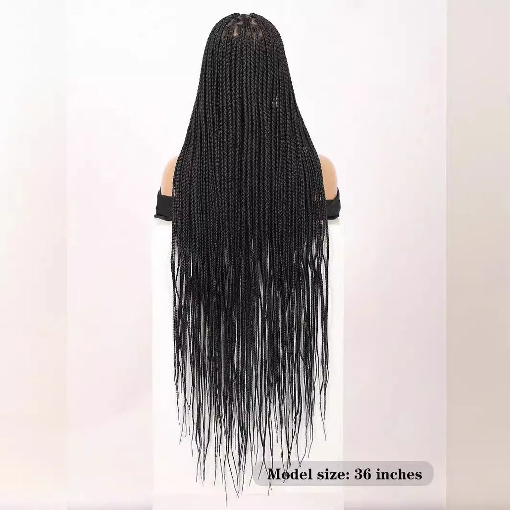Synthetic Long Full Lace Knotless Box Braided Wigs for Black Women Twisted Braids Lace Frontal Black Cornrow Wig with Baby Hair