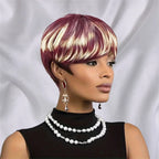Straight Pixie Cut Wig 6inch Human Hair Full Machine Made Wig Short Layered Style for Women Comfortable Fit Wig