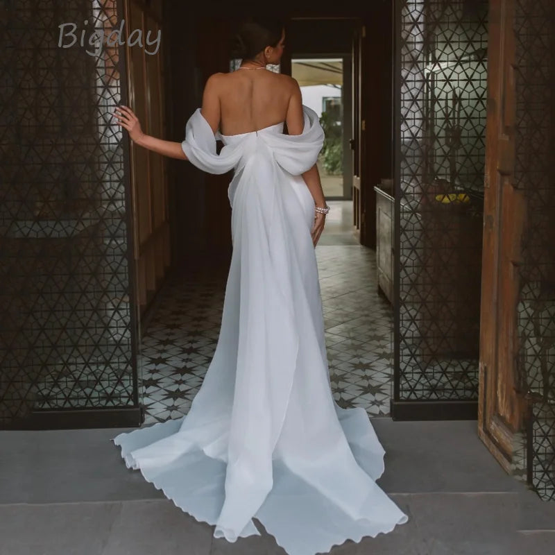 Elegant Sweetheart Mermaid Wedding Dress Women White Off The Shoulder Open Back Bridal Gown Train Vestidos De Novia Customized Secondary image