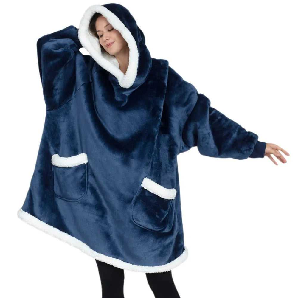 Wearable Blanket Hoodie Sherpa Fleece Hooded Blanket for Adult as A Gift Warm Comfortable Blanket Sweatshirt with Giant Pocket