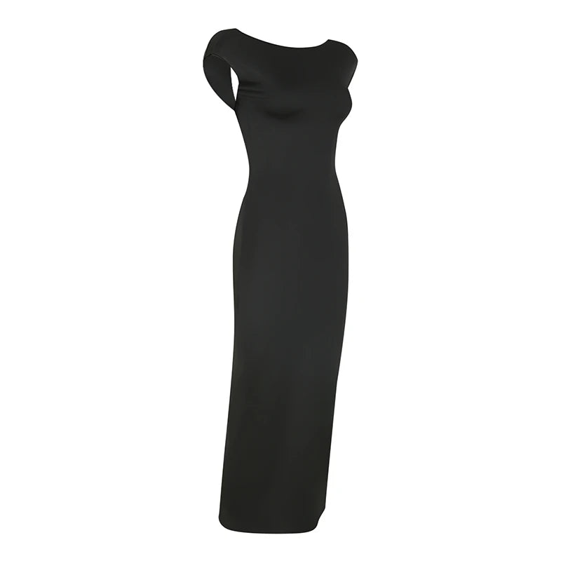 Red Sexy Women's Maxi Dresses For Summer New Streetwear Fashion Backless Casual Slim Basic Dress Club Elegant Party Lady Dresses