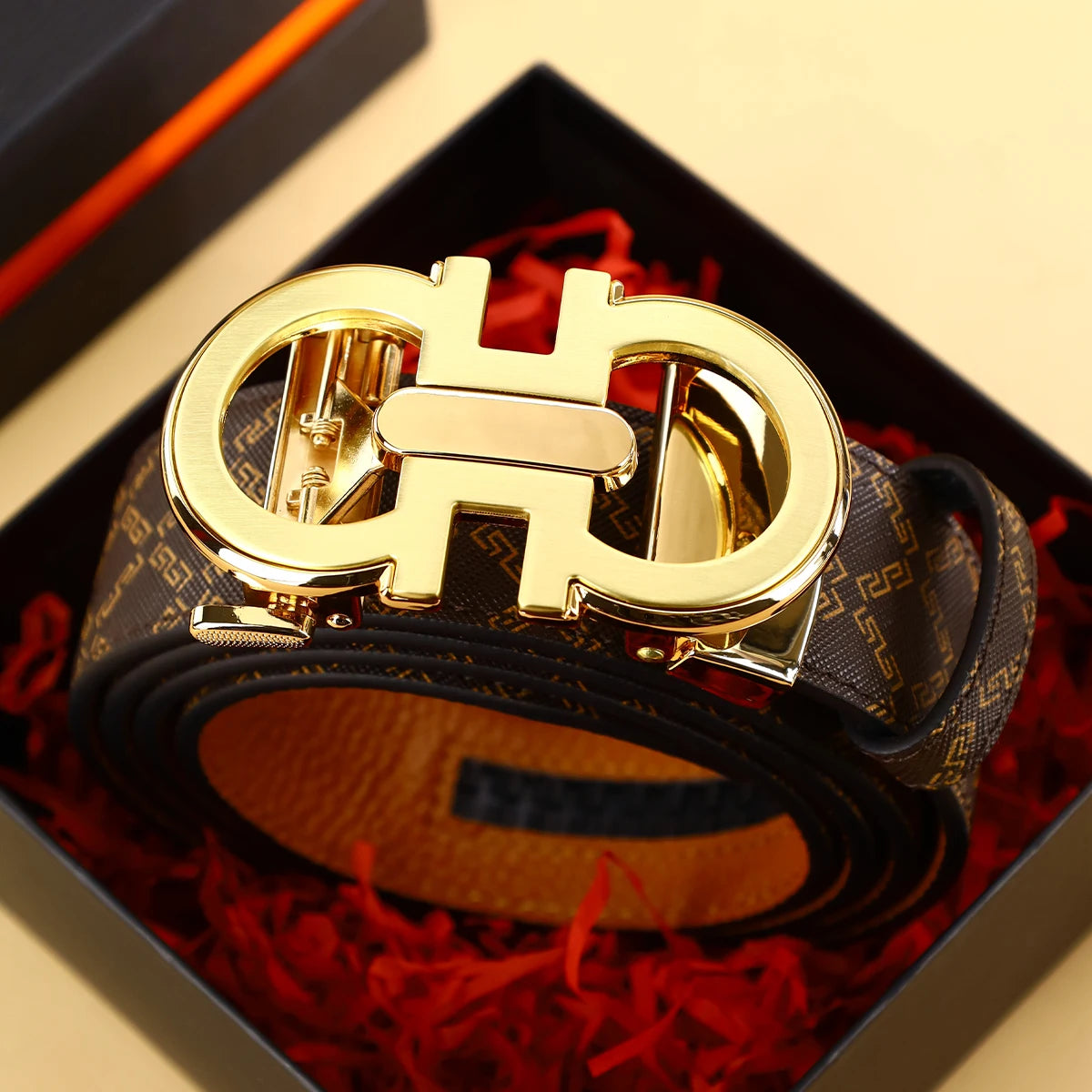 Men's Belt with Alloy Automatic Buckle for Jeans Business Pants Accessory Perfect Gift for Husband Father