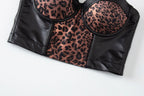 Stylish Wowen PU Leather Corset Imitation Leather Festival Clothing Bustier Lady Cropped Top Girls Punk Rock Club Party Camis