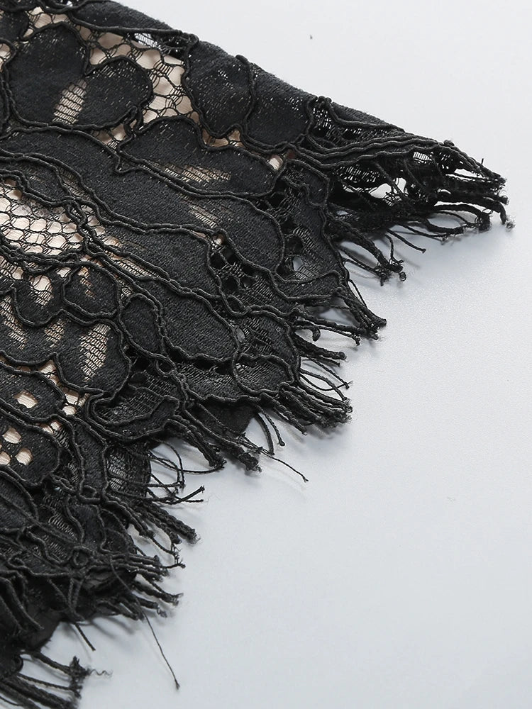 Sexy Spaghetti Strap V Neck Lace Long Dress Women Black Floral Lace Sleeveless Bodycon Dresses Elegant Evening Celebrity Party