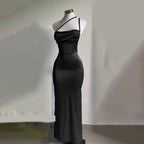 Sexy Hot Girls Slim Spaghetti Strap Long Dresses Women Solid Color Backless Package Hip Bodycon Slit Dress Party Club Vestidos