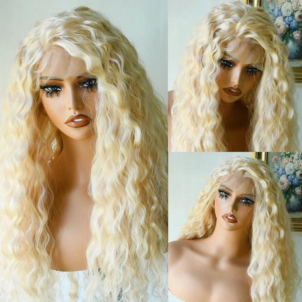 Rose Pink Small Curls Lace Front Wig 13x4 HD Deep Wave Frontal Wig for Women Synthetic Lace Frontal Wig Pre Plucked Daily