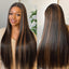 1B/30 Black and Brown Highlights Bone Straight 13x4 HD Lace Front Human Hair Wigs Brazilian Ombre Brown Colored Lace Frontal Wig