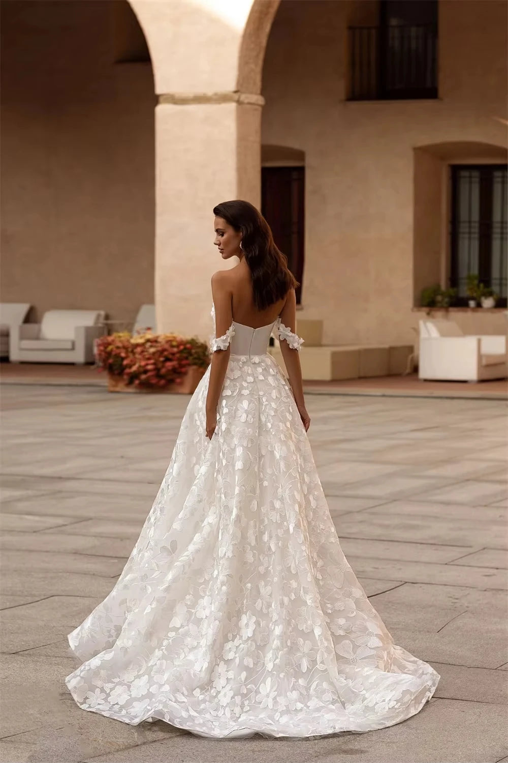 Gorgeous Tulle Women Wedding Dresses Elegant A-Line Lace Flower Print Bridal Gowns Formal Occasion Vestidos De Novia Customized Secondary image