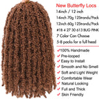 14 12 inch Butterfly Faux Locs Crochet Hair Braids Pre looped Distressed Goddess Butterfly Soft Locs Crochets Braids Cheveux Lok