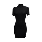 Bodycon Dresses For Women 2024 High Neck Thigh Length Short Sleeve Fitted Women'S Valentines Going Out Club Date Night Outfit