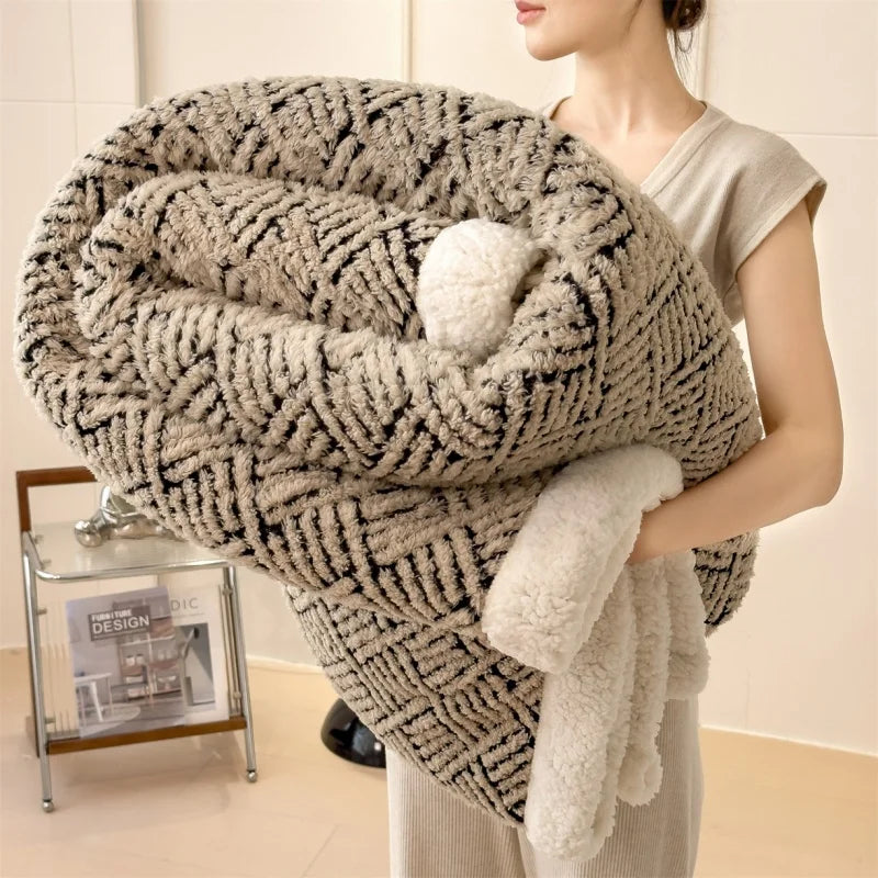 Sherpa Like Fleece AB Side Throw Blanket Ultra-Soft Warm Winter Thick Blankets For Single Double Bedspread Drop Shipping 120*200