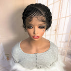 Short Full Lace Braiding Wig Synthetic Cornrow Knotless Box Braided Wigs Natural African Bantu Braids Wig for Black Women