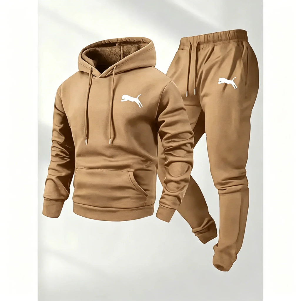 Hot Selling Men's Hooded Sweatshirt Pants Set Casual Tracksuit Streetwear Sportswear Fitness Jogger Outfit 2 Piece Warm Clothing