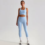 Women's Gym Workout Yoga Outfit Sets Naked feel fabric Beautiful Back Bra outdoor Running Fitness Butt-lifting Yoga Pants Suit