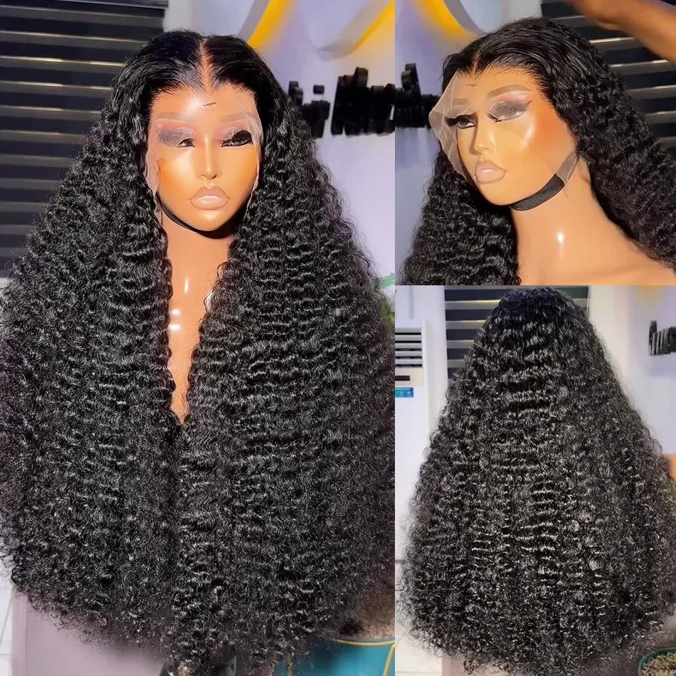 250 Density Water Wave 13X6 13X4 Hd Transparent Lace Deep Wave Frontal Wigs Pre Plucked Human Hair Curly Wigs For Black Women
