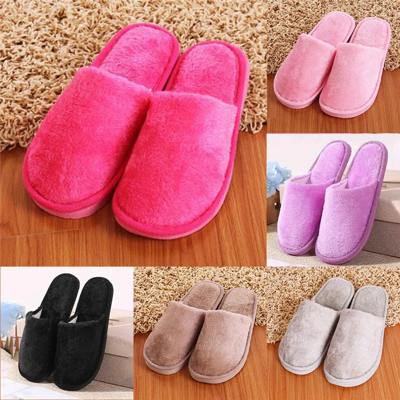Soft Plush Cotton Slippers Shoes Autumn Winter Couple Unisex Non-Slip Floor Indoor Home Furry Slippers Women Shoes For Bedroom Secondary image