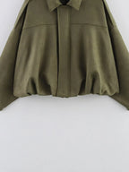 DUOPERI Women 2025 New Solid Bomber Jackets Lapel Neck Long Sleeves Female Elegance Chic Casual Jacket Tops