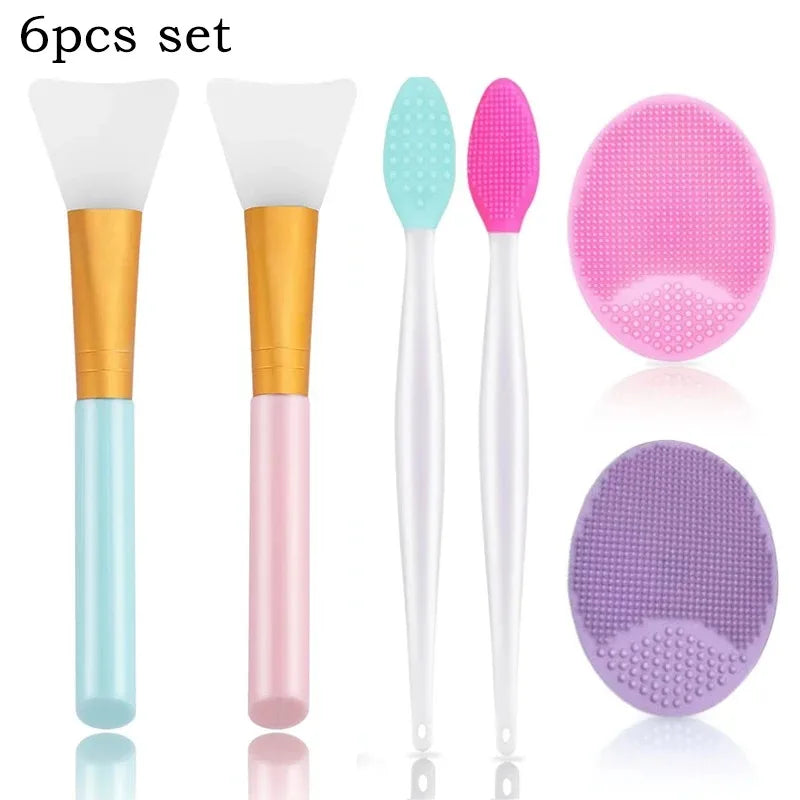 2-in-1 Facial Care Kit: 2 Mask Applicator Brushes + 2 Nose Cleansing Brushes + 2 Face Massage Brushes - Deep Pore Cleaning, Blac Main image