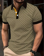 High Quality Men Polo Shirt Stripes Short Sleeve T-shirt Male Breathable Tops Business Turn Down Collar Streetwear Luxury Brand