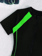 Short Sleeve Surfing Swimsuit 2025 Slim Bodysuit Swimwear Women One Pieces Rashguard Diving Clothes Bathing Swimming Swim Suit