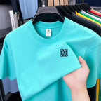 Summer Luxury 100%cotton Man Short-Sleeved T-Shirt Round Neck Delicate Embroidery Absorb Sweat Ventilate Leisure Men's Clothing