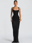 Mozision Elegant Backless Sexy Maxi Dress Women Gown Fashion Square Collar Sleeveless Skinny Ruched Club Party Long Dresses