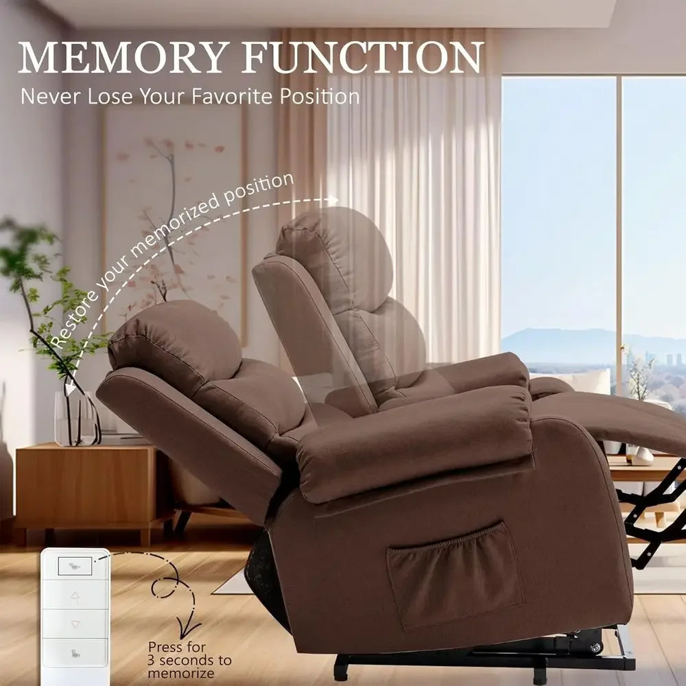 Adult-Sized Power Recliners with Assist Features for Elderly Comfort, Compact Recliners with Lift, Electric Sofas with Memory Fo