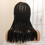 Full Lace Braided Wig with Curly Ends Synthetic Cornrow Braids Wig for Black Women Lace Frontal Afro Knotless Braiding Wigs