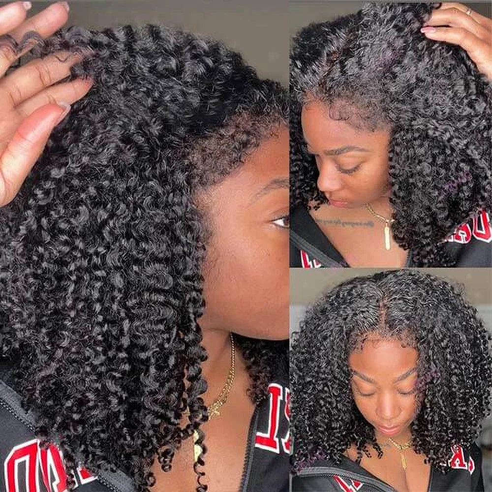 Curly Wigs Bob Wigs Curly Lace Front Human Hair Wigs 100% Bob Hair Wig Human Hair Short Wig 4x4 Closure Human Hair Wig Kinky