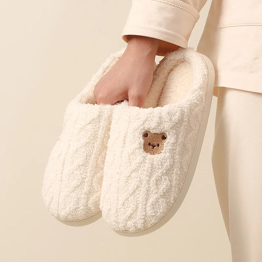 Cotton slippers for women in autumn and winter, new indoor and household anti slip warm plush slippers for men