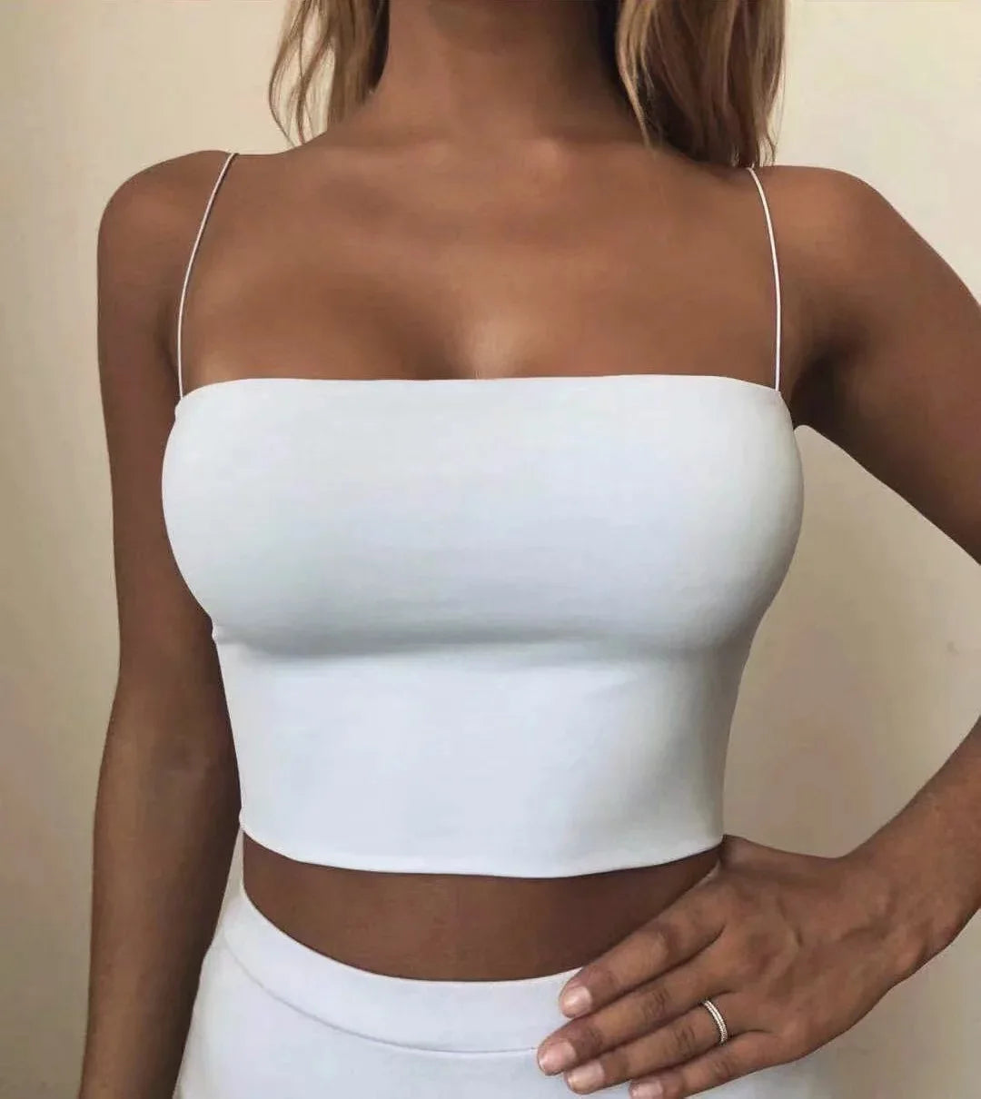 2026 Summer Women's Crop Top Sexy Elastic Cotton Camis sleeveless Short Tank Top Bar Main image