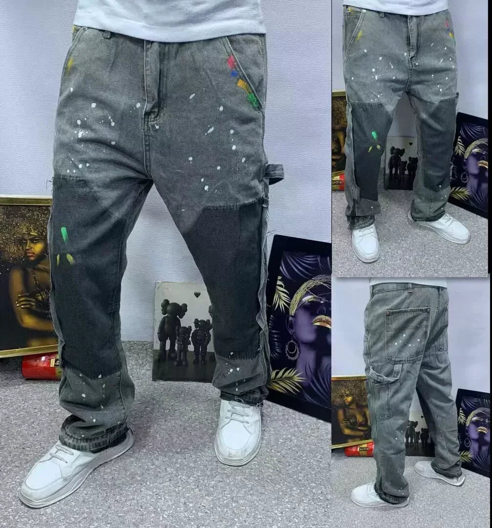 2026 Vintage Men's Jeans Distressed Vibe Bell Bottoms Clean Fit Woodworking Workwear Denim Pants for Outdoor Trade Main image