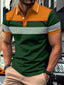 2025 Men's Fashion Color Block Shirt Lapel Golf Shirt Short Sleeve Printed Button Clothing Fashion Design Casual Breathable