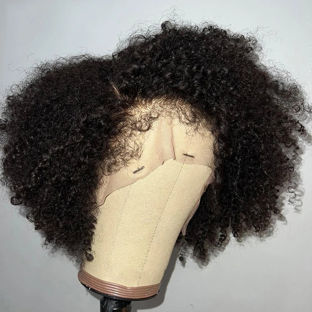 13x6 Lace Front Human Hair Wigs For Girls Deep Curly Wig Kinky Hairline With Yaki Kinky Edges Baby Hair PrePlucked 13x4 Lace Wig Main image
