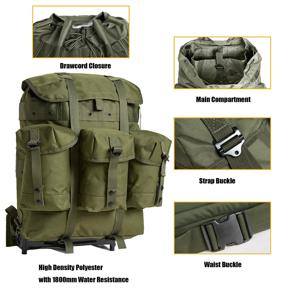MT Military Alice Medium Pack Army Survival Combat ALICE Rucksack Backpack with External Metal Frame Olive Drab/Black/OCP