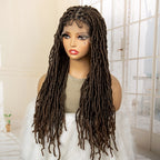Synthetic Full Lace Locs Braided Wigs for Black Women 24 inches Knotless Box Dreadlock Braids Wig Lace Frontal Braiding Wig