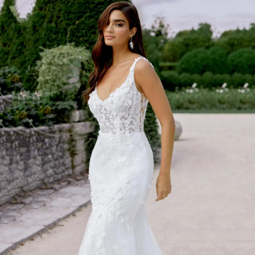 Wedding Dress Customized Bride Dresses Sequined Lace Appliques Luxury V Neck Mermaid New Bridal Gowns Elegant Vestidos De Novia Secondary image